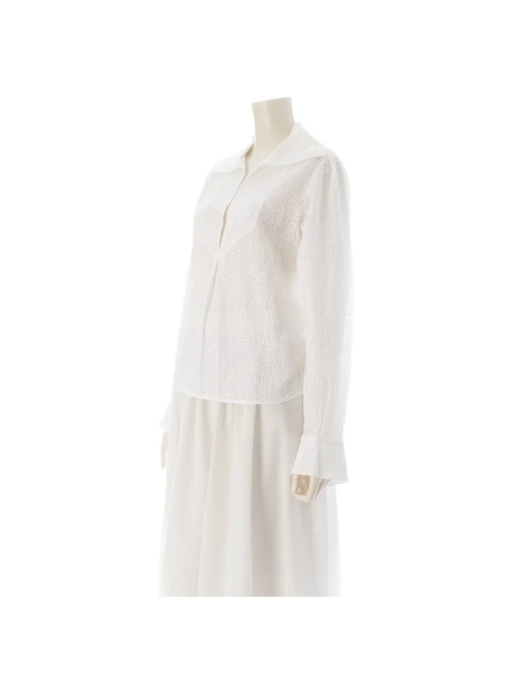 Chanel Cotton Coco Buttons Skipper Long Sleeve Shirt White 34